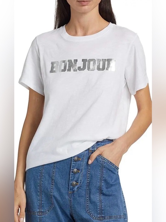 cinq a sept Tops - Cinq a Sept Bonjour Au Revoir Foil T-Shirt